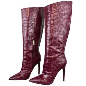 Jlo Jennifer Lopez Dark Red Adalynn Tall Stiletto Boots (Sz 9)